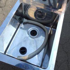 新札幌★ステンレス 一槽シンク 幅45cm×奥行60cm×高さ79～cm■業務用 流し台 バックガードあり■No.3674の画像