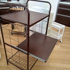★リユースのサカイつくば店★TK7077  レンジ台 ダークブラウン H104×D46×W60 クリーニング済みの画像