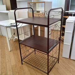 ★リユースのサカイつくば店★TK7077  レンジ台 ダークブラウン H104×D46×W60 クリーニング済みの画像