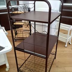 ★リユースのサカイつくば店★TK7077  レンジ台 ダークブラウン H104×D46×W60 クリーニング済みの画像