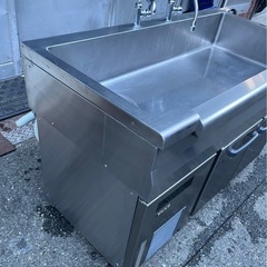 【動確済み】2022年 業務用 フクシマ 二口蛇口付き 舟形コールドテーブル LNC-120RM-SC 1200×600×800 単相 100V 舟形台下冷蔵庫 大阪発の画像