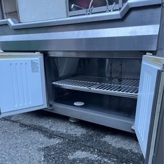 【動確済み】2022年 業務用 フクシマ 二口蛇口付き 舟形コールドテーブル LNC-120RM-SC 1200×600×800 単相 100V 舟形台下冷蔵庫 大阪発の画像