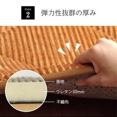 3畳 極厚ラグマット デニム風ビンテージネイビー  の画像