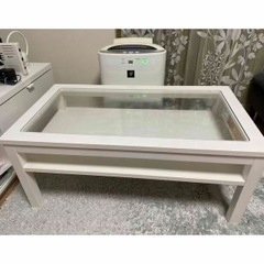 モモナチュラル　BIT TABLE GLASS WH ホワイト センターテーブルの画像