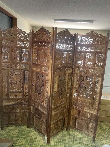 【引取限定】衝立　間仕切り木製　4枚パネル