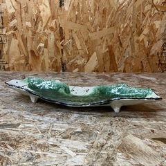 (s7628) 織部焼 長皿 足付き 大皿 和食器 キッチン用品 食器 飲食店 家庭用の画像