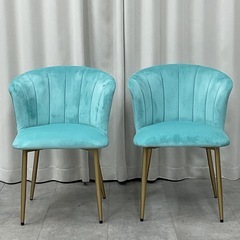 KJ-35【新入荷　アウトレット品】エレガントデザイン　ベロアチェア　ブルー系の画像