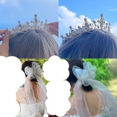 美品ウエディングドレス　王冠　お花　髪飾り　セットの画像