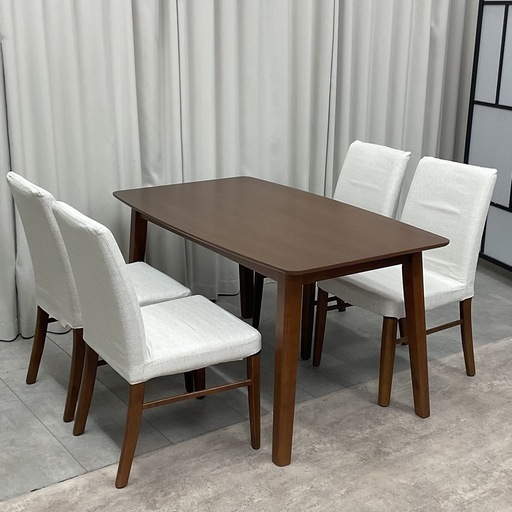 KJ-36【新入荷　アウトレット品】ハリス　オーク材　ダイニング５点セット　ブラウン