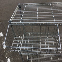 美原店　② メタルラック　アルミラック　スチールラック　3段　収納カゴ付き　キャスター付きの画像