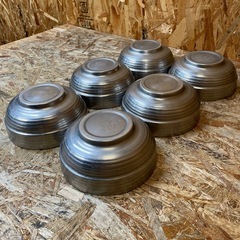 C(7606) ネショナル 韓国食器 ステンレス 丸皿 6個 冷麺用 ビビンバ用 韓国料理 飲食店 店舗用 調理用ボウルの画像