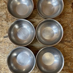 C(7606) ネショナル 韓国食器 ステンレス 丸皿 6個 冷麺用 ビビンバ用 韓国料理 飲食店 店舗用 調理用ボウルの画像