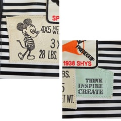 ディズニー ミッキーマウス デザイン ポーチ ストライプ柄 モノトーン THINK INSPIRE CREATE  の画像