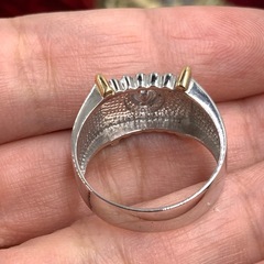 K18 pt900 印台　ダイヤ　コンビリング　0.2ct 8.8g 約18.5号の画像