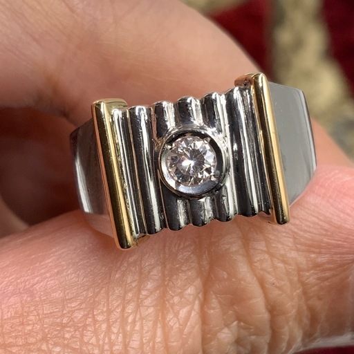 K18 pt900 印台　ダイヤ　コンビリング　0.2ct 8.8g 約18.5号