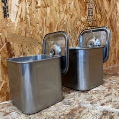 C(7590) ユキワ 深型 角キッチンポット 2個セット 蓋付き ステンレス 16.5㎝ 18㎝ 業務用 厨房用品 飲食店 店舗用 中古品の画像