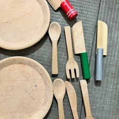 木のおもちゃ、おままごと、カトラリー、調味料
セットの画像