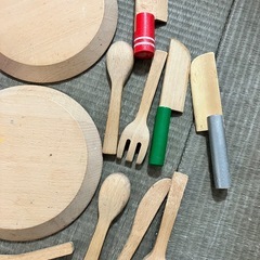 木のおもちゃ、おままごと、カトラリー、調味料
セットの画像