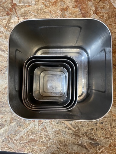 C(7587) ユキワ 深型 角キッチンポット 5個 ステンレス 13.5~28.5cm 業務用 厨房用品 飲食店 店舗用 中古品