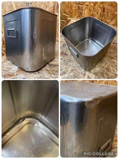 C(7587) ユキワ 深型 角キッチンポット 5個 ステンレス 13.5~28.5cm 業務用 厨房用品 飲食店 店舗用 中古品