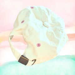 コットンキャップ 48〜50cm ホワイト×パープル 宇都宮 引き取り限定 50円の画像