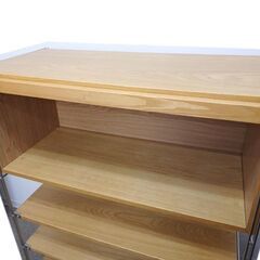新札幌 / 無印良品 ステンレスユニットシェルフ(A) ワイド フラップ扉付き オーク材 幅86×奥行41×高さ120cm 収納ラック / No.3676の画像