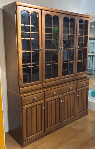 木製 食器棚 飾り棚 収納 キッチン家具 ブラウン 系