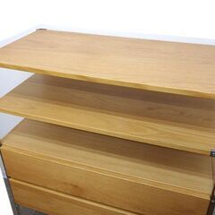 新札幌 / 無印良品 ステンレスユニットシェルフ(B) ワイド ボックス引き出し付き オーク材 幅86×奥行41×高さ120cm 収納ラック / No.3677の画像