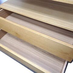 新札幌 / 無印良品 ステンレスユニットシェルフ(B) ワイド ボックス引き出し付き オーク材 幅86×奥行41×高さ120cm 収納ラック / No.3677の画像