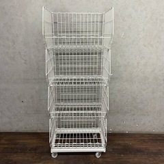 ww5/3 ワイヤーラック 4段 キャスター付き 3台セット バスケット ラック メタルラック スチールラック 店舗什器 収納 カゴ★直接引取歓迎◎の画像
