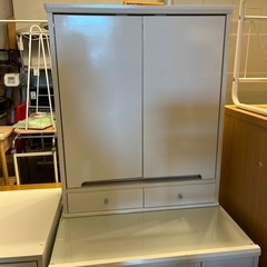 ドレッサー　椅子付き　収納付き　天板ガラス　白　ホワイト　【59.5×39×74】の画像