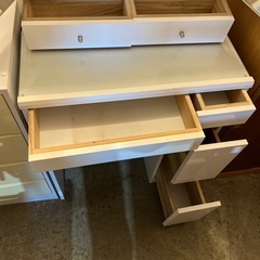 ドレッサー　椅子付き　収納付き　天板ガラス　白　ホワイト　【59.5×39×74】の画像