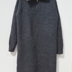 美品　ユニクロ　スフレヤーン　ニットワンピース　ダークグレーの画像
