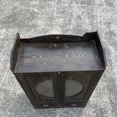 ★本棚 アンティーク 木製ガラス扉キャビネット 引き出し付き 収納棚 古道具★の画像