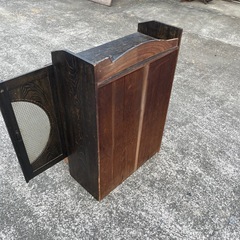 ★本棚 アンティーク 木製ガラス扉キャビネット 引き出し付き 収納棚 古道具★の画像