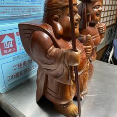 【リユースショップスパークル】七福神の置物　No.79　木彫り　恵比寿様　大黒天様　インテリア　オブジェ　配送可能♪の画像