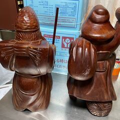 【リユースショップスパークル】七福神の置物　No.79　木彫り　恵比寿様　大黒天様　インテリア　オブジェ　配送可能♪の画像