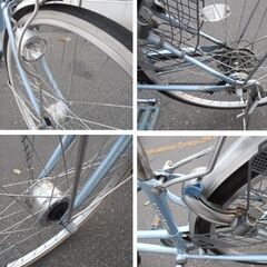 自転車 26インチ 6段変速 カギ・カゴ付き 荷台付き ミヤタ MIYATA ママチャリ ライトブルー 苫小牧西店の画像
