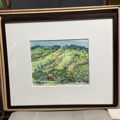 川崎隆次作　水彩画　夏のゲレンデ