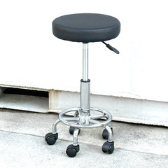 A640◇美品✨丸スツール◇キャスター付◇ガス圧昇降式◇ブラック