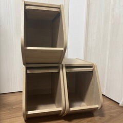 【３つセット】アイリスオーヤマ スタック ボックス扉付き 幅20x奥行38.8x 高さ30.5cm ナチュラル STB-200Dの画像