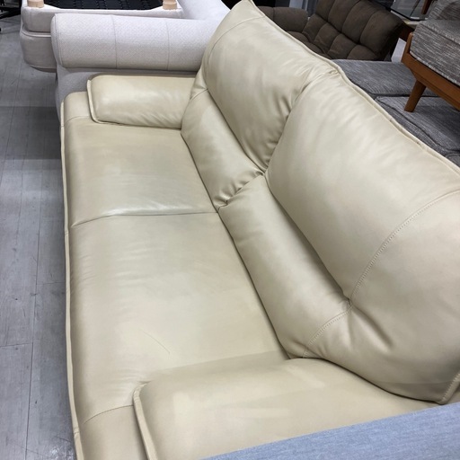 3人掛けソファー　半革　ベージュ【トレファク堺福田店】