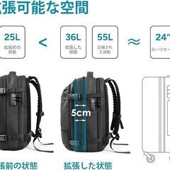 【新品未使用】Travel Inspira 真空バックパック ポンプとノートパソコンコンパートメント付き 大容量 ビジネスリュック 複数のポケット付き ブラックの画像