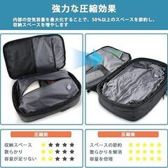 【新品未使用】Travel Inspira 真空バックパック ポンプとノートパソコンコンパートメント付き 大容量 ビジネスリュック 複数のポケット付き ブラックの画像