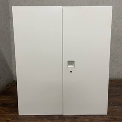 ww4/38 OKAMURA オカムラ キャビネット レクトライン 書庫 ホワイト 両開き 観音開き 鍵付き 収納棚 スチール ★直接引取歓迎◎の画像