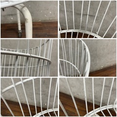 ww5/4 ワイヤーバスケット キャスター付き 2台セット バスケット 店舗什器 店舗用品 白 ホワイト 収納 陳列 カゴ 業務用 ★直接引取歓迎◎の画像