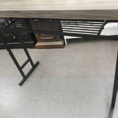 現状特価品！ アイアンフレーム カウンターテーブル 幅120㎝ 木目調天板 ブラウン×ブラック バーカウンター ハイテーブル　西岡店の画像