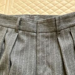 美品　ＧＵ  インタックワイドパンツ(ストライプ丈短)の画像