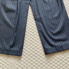 美品　ＧＵ  インタックワイドパンツ(ストライプ丈短)の画像