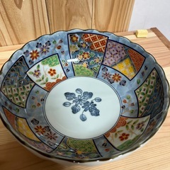 美波焼 吾山窯 染錦古郡 三ッ組 陶器ボウル3皿の画像